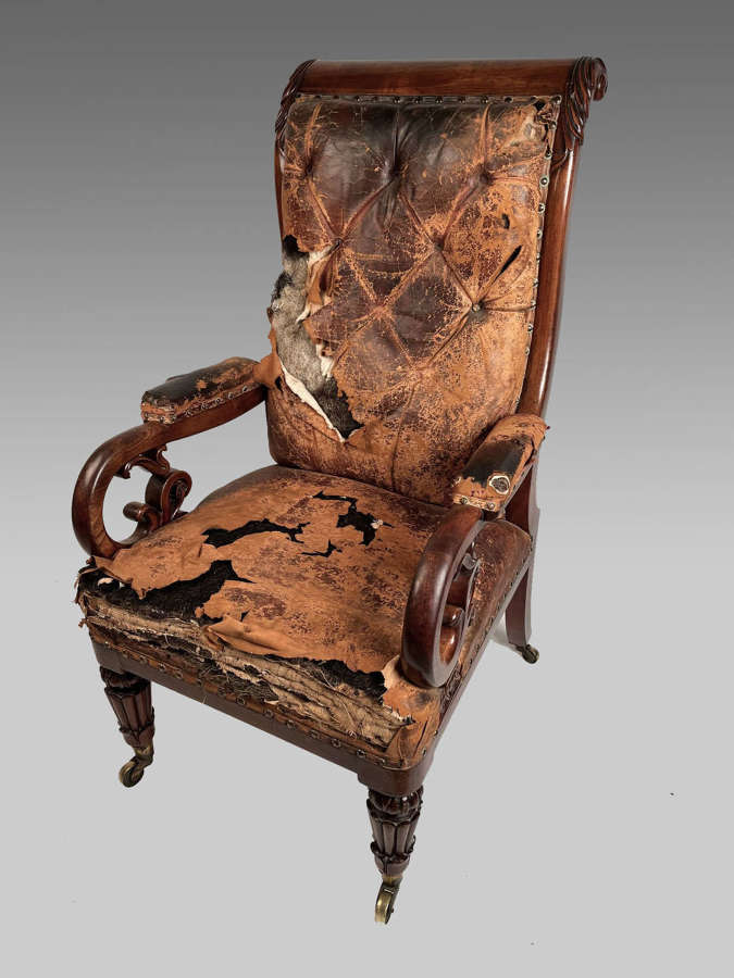 Neo-classical mahogany library chair