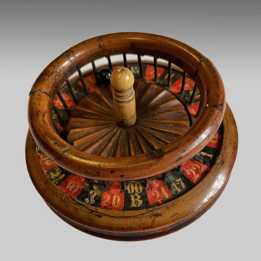 19th century boxwood miniature roulette wheel
