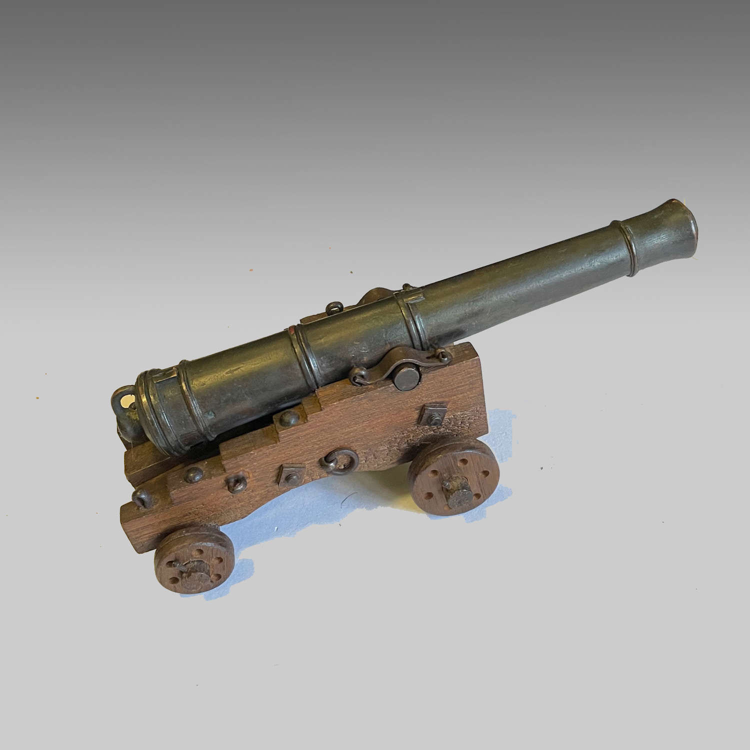 19th century miniature cast brass naval cannon