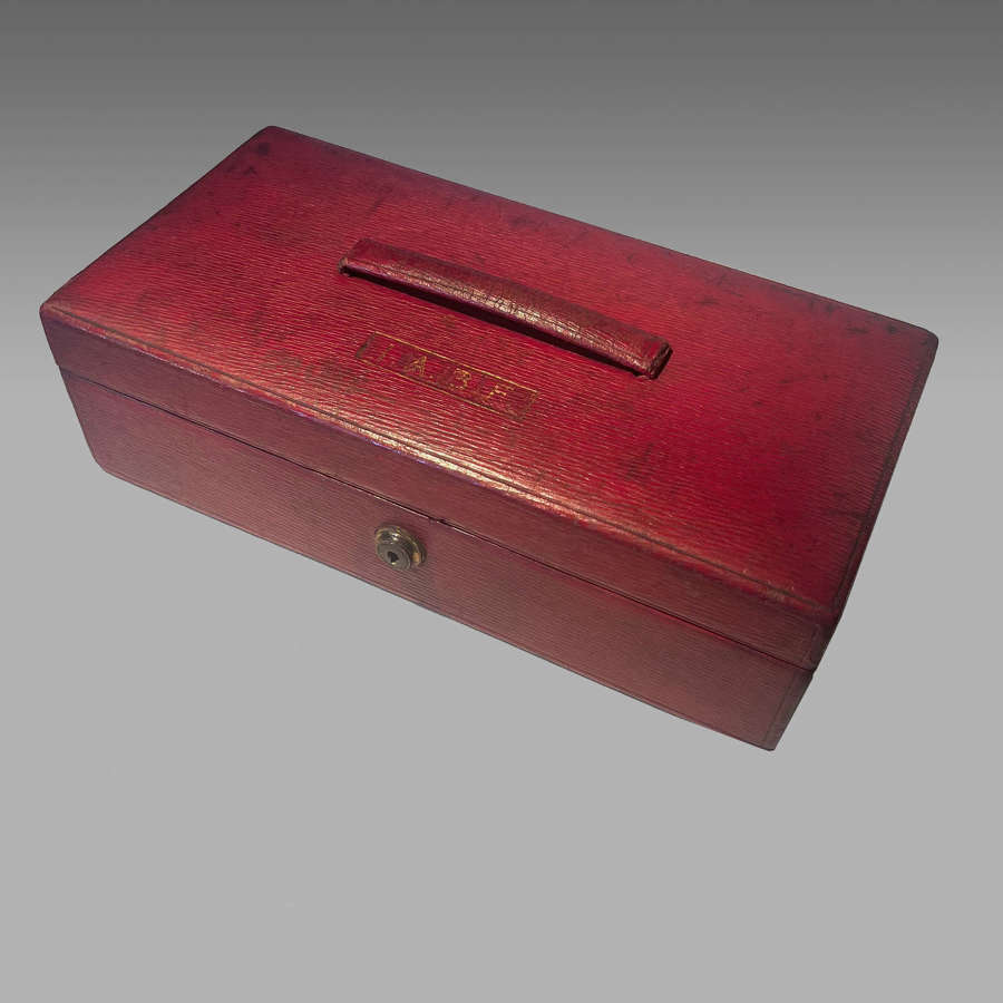 Vintage Asprey's red Morocco leather despatch box