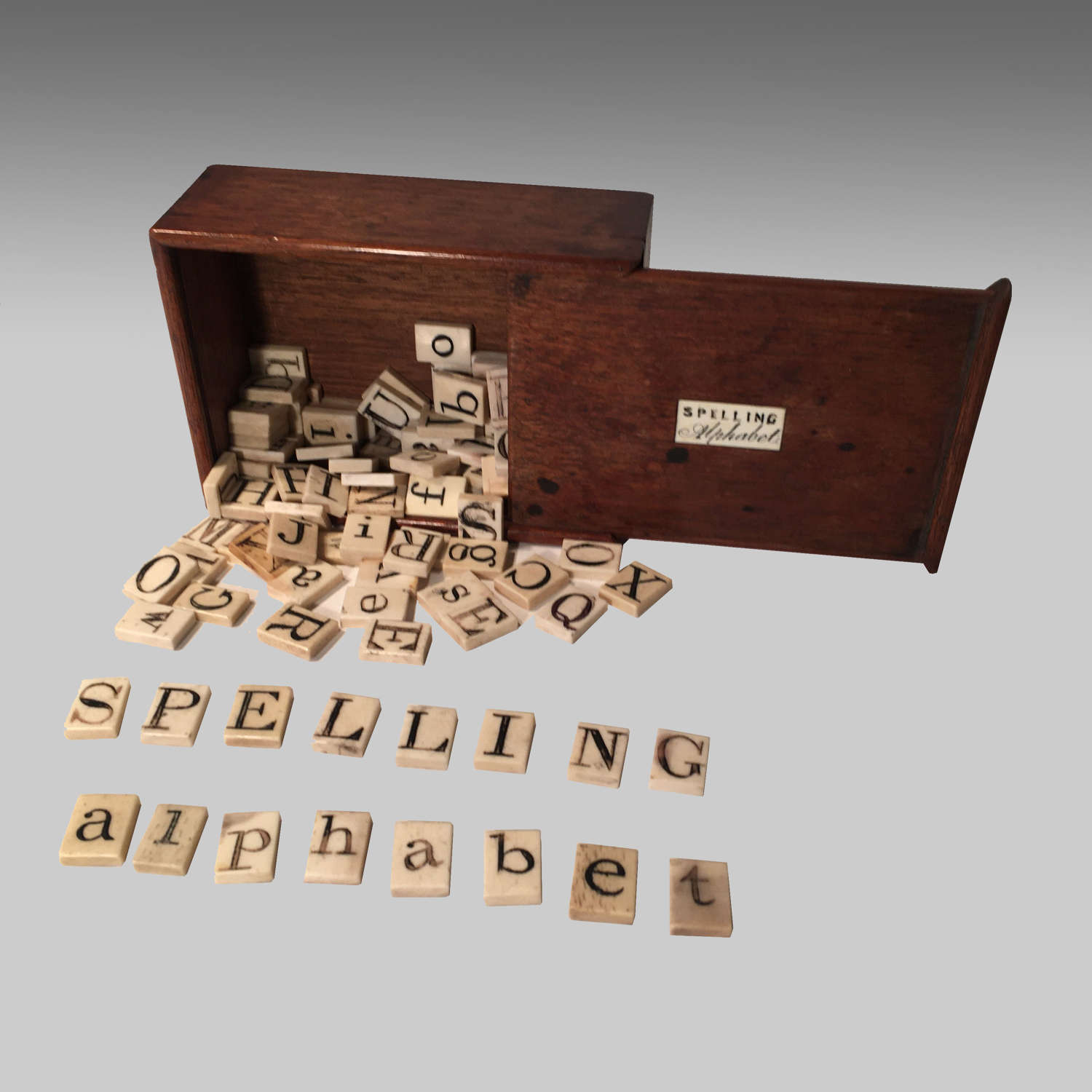 19th century boxed bone spelling game