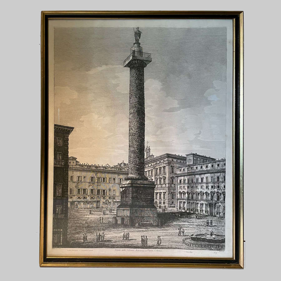 19th century engraving by Luigi Rossini - Piazza Colonna, Rome