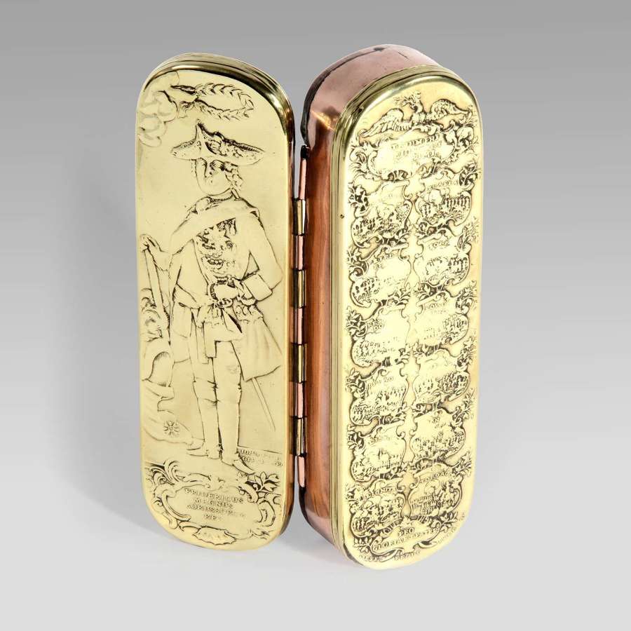 18th century German brass and copper tobacco box