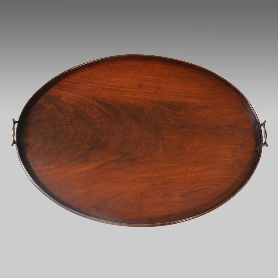 Large Georgian oval mahogany butler's tray