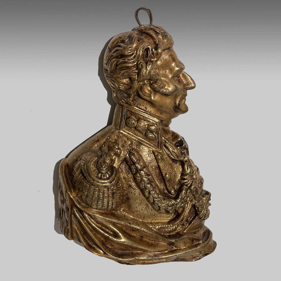 19th century cast brass profile of the Duke of Wellington